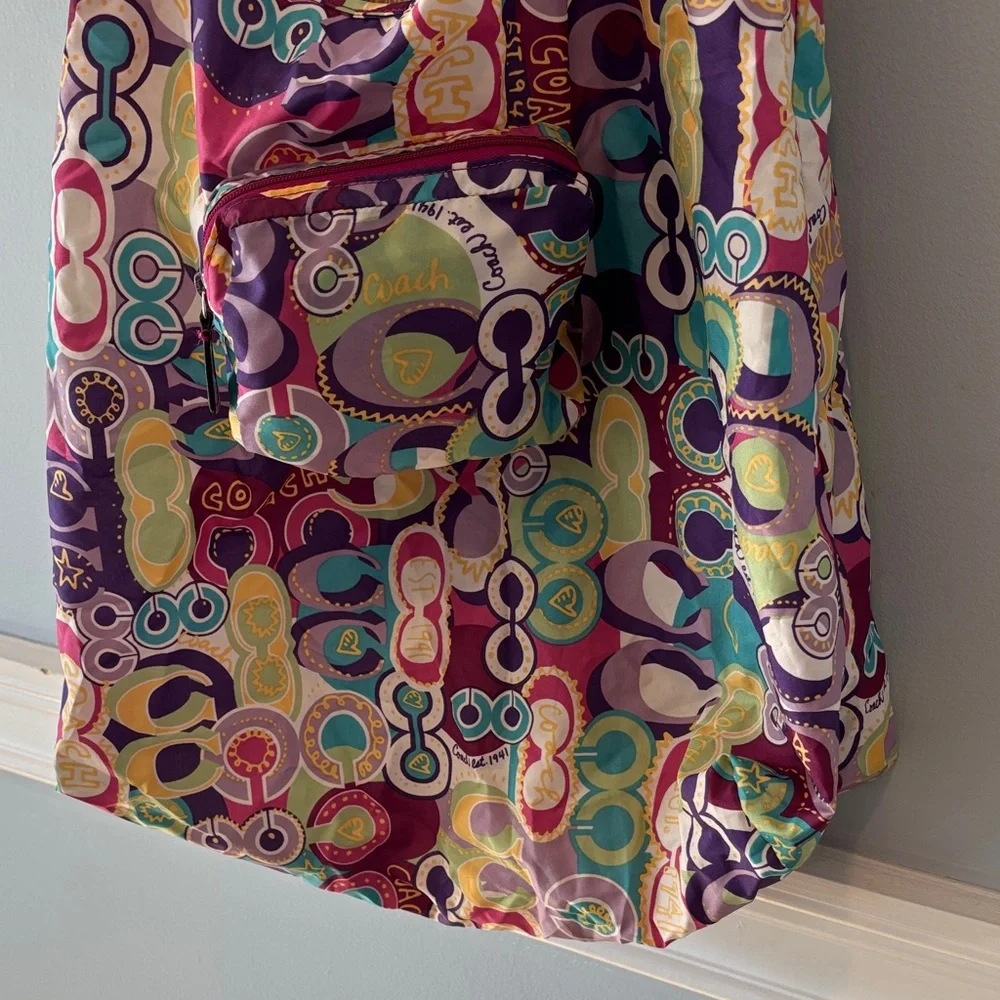 COACH poppy Glam Colorful Patterned Women's Bag Packable - Picture 3 of 7